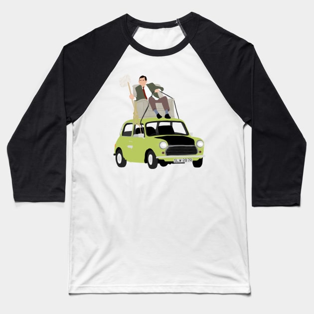 Mr Bean driving his car from the roof Baseball T-Shirt by rachaelthegreat